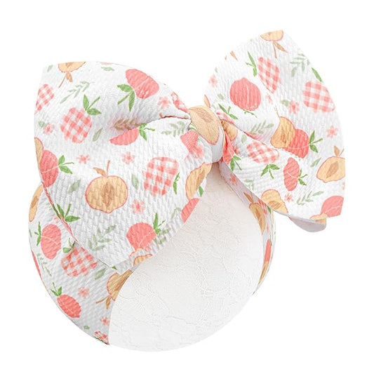 YanJie 7" Large Peach Tied Bow Headbands for Baby Girls Pink Bow Big Bows Infant Wide Hairbands Light Pink White Hair Accessories for Girl Outfit