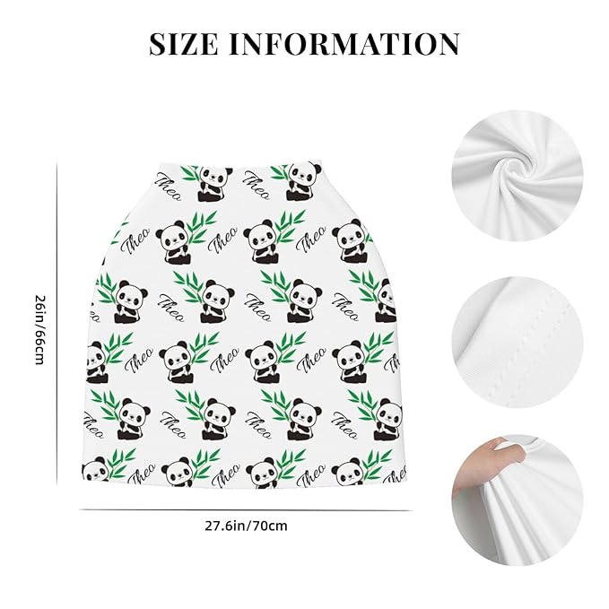 Personalized Baby Car Seat Cover for Boys Girls, Custom Panda Nursing Covers for Breastfeeding with Name, Infant Stroller Cover, Baby Carseat Canopy for Newborn, Multiuse Car Seat Canopies