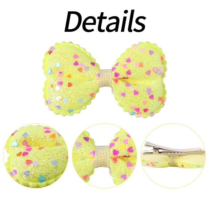 Glitter Hair Bows for Girls,12pcs Sparkly Hair Alligator Clips for Toddler Baby, Sequins Hair Barrettes Hair Accessories