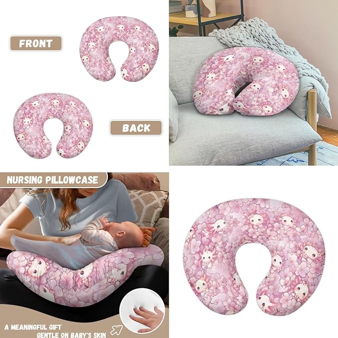 Cherry Axolotl Baby Car Seat Cover with Pillowcase 2 Pack Set Stretchy 5-in-1 Covers Adjustable Infant Carseat Canopy Covers Breathable Nursing Cover-Up Pillow Cover