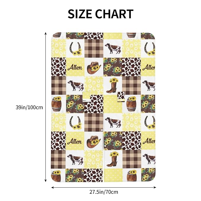 Personalized Cowboy Plaid Baby Infant Car Seats Canopy for Babies with Name, Custom Western Multi-use Blankets for Baby Boys Girls, Peekaboo Minky Nursing Stroller Cover Canopies for Newborn