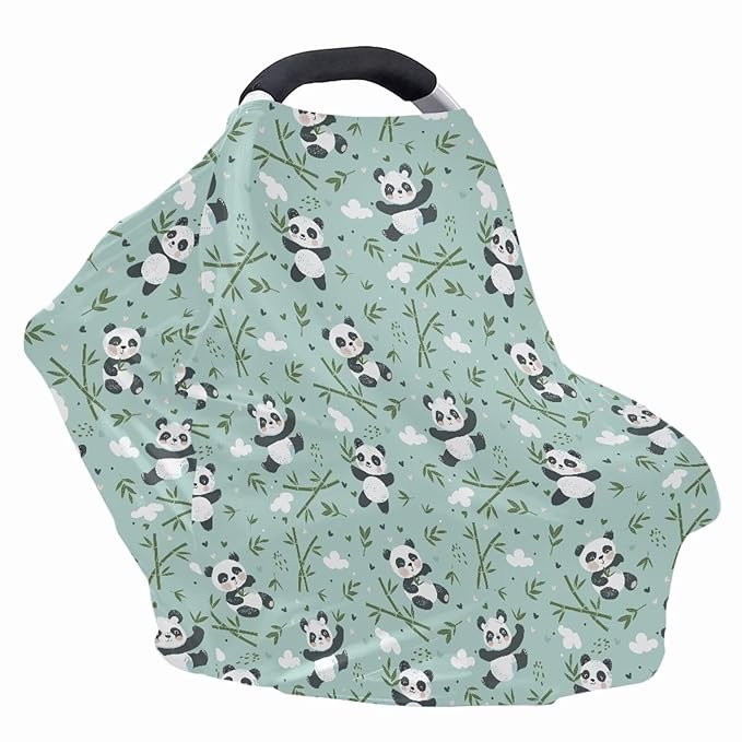 Biyejit Panda Leaves Nursing Cover Breastfeeding Scarf - Baby Car Seat Covers, Infant Stroller Cover, Carseat Canopy for Girls and Boys