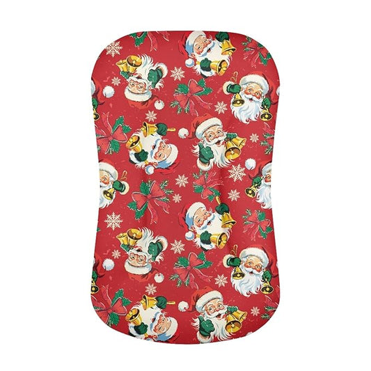 Santa Claus Baby Lounger Replacement Cover Christmas Newborn Lounger Cover for 0-12 Months Breathable & Portable Infant Lounger Case for Girls