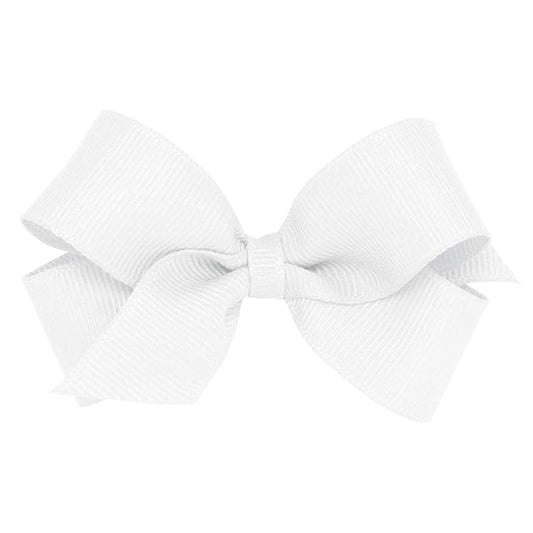 Wee Ones Baby Girls' Mini Classic Grosgrain Hair Bow on a WeeStay Clip w/Plain Wrap Center - White,One Size