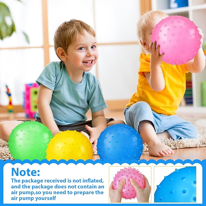 Jerify 7 Inch Large Kids Knobby Balls Bulk Spiky Bounce Inflatable Balls Plastic Soft Massage Sensory Stress Toy for Pool Beach School Play Outdoor Indoor Party Favors 5 Assorted Colors