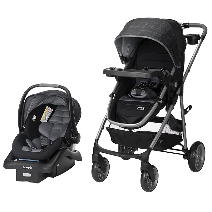 Safety 1st Deluxe Grow and Go Flex 8-in-1 Travel System, Weight Capacity from 4–35 lbs, High Street & onBoard 35 LT Adjustable Infant Car Seat Base