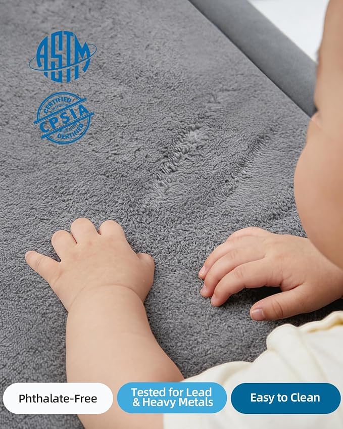 Baby Play Mat for Floor Playpen Mat 1.3" Thick Elasti-Foam Padded Cushioning Non-Slip Backing Safe Playroom Tatami-Style Nursery Mat for Tummy Time & Crawling for Babies Toddlers Infants