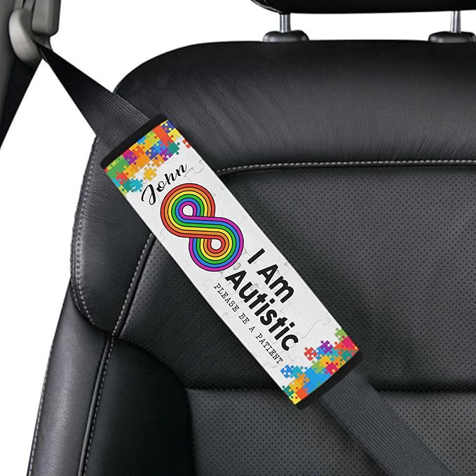 I Am Autistic Autism Awareness Seat Belt Covers Autistic Car Seat Belt Covers Medical Alert Personalized Name Special Needs Seatbelt Cover 7