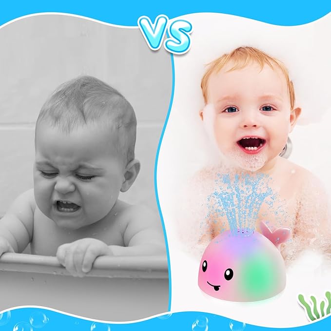 ANGGIKO Baby Girl Bath Toys, Easter Basket Stuffers for Babies 1 Year Old Girl Gift, Toddler Bath Toys for Kids Ages 1-3, Light Up Whale Bath Toy Sprinkler Baby Toy 6-12-18 Months Bathtub Fountain Toy