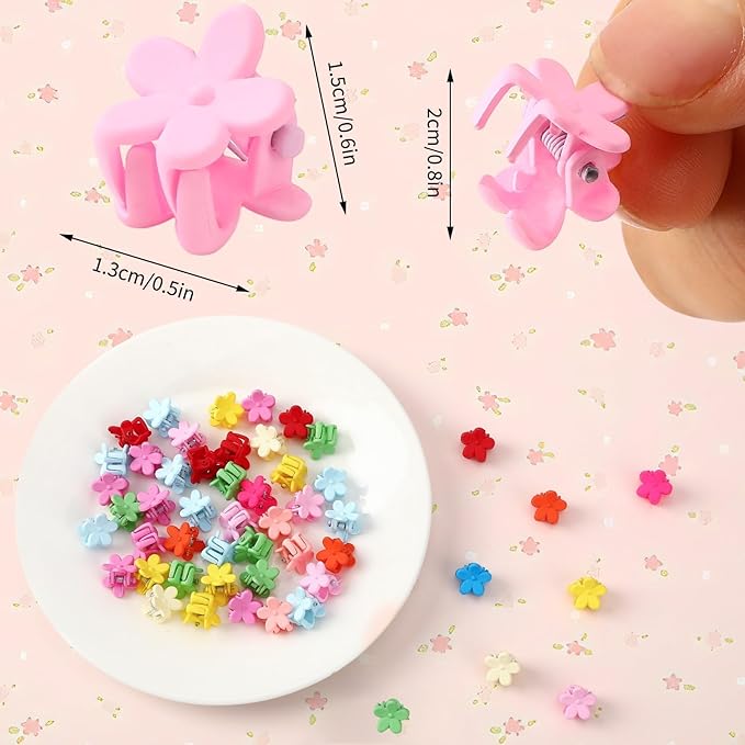 JANYUN 50 Pcs Colorful Mini Hair Claw Small Hair Clips Clamps Hair Accessories for Women Decorative Bun Tiny Hair Clips, Assorted Colors