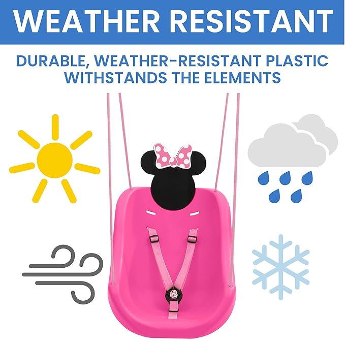 Disney Minnie Mouse 2-in-1 Outdoor Swing by Delta Children – for Babies and Toddlers – Full Bucket Seat
