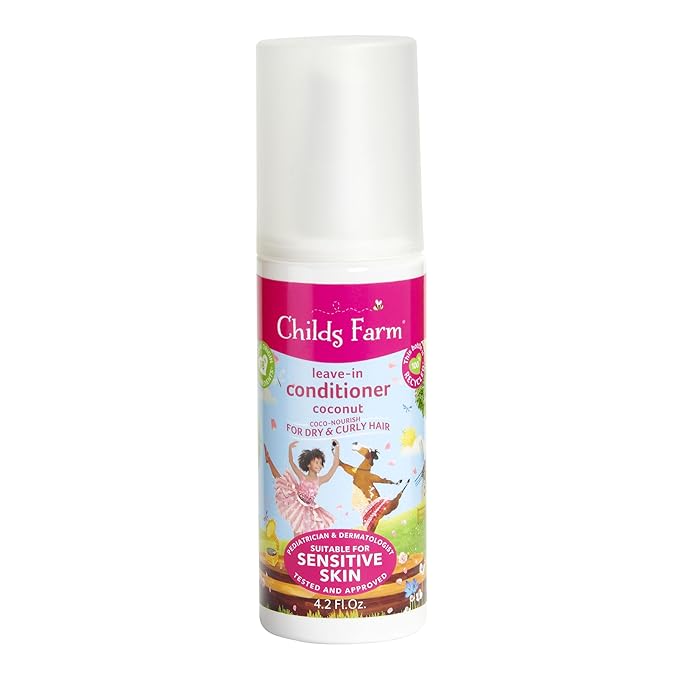 Childs Farm, Kids Coco-Nourish Leave in Conditioner, Organic Coconut,Curly & Coily Hair, Conditions & Nourishes, Suitable for Dry, Sensitive & Eczema-Prone Skin & Scalp, 4.2 Fl Oz