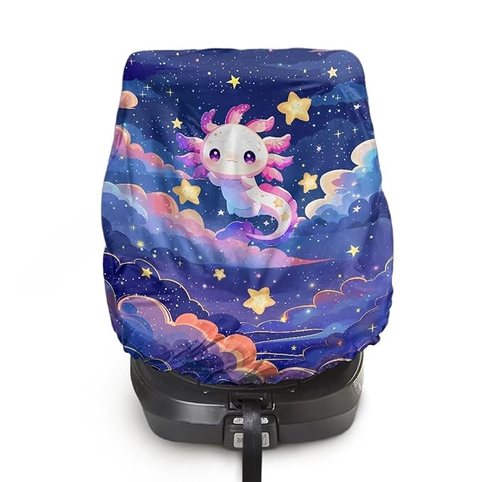 XYZCANDO Axolotl Print Baby Car Seat Cover Cartoon Summer Carseat Cover Protect from Sun/Hot Days UV Rays Protective Baby Car Seating Sun Shade Cover for Travel Car Accessories 2025