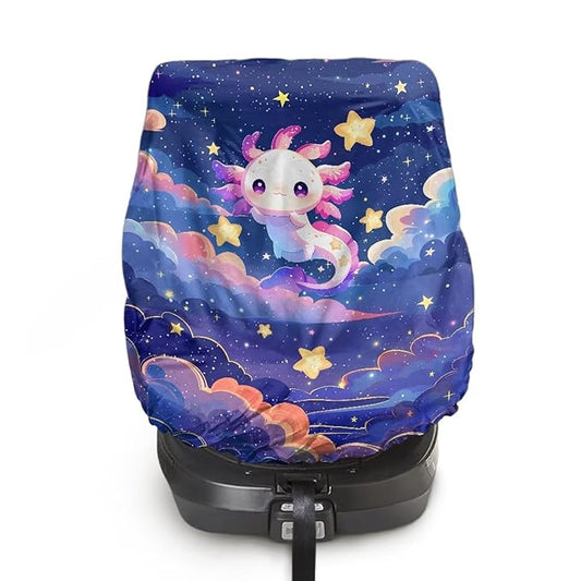 XYZCANDO Axolotl Print Baby Car Seat Cover Cartoon Summer Carseat Cover Protect from Sun/Hot Days UV Rays Protective Baby Car Seating Sun Shade Cover for Travel Car Accessories 2025