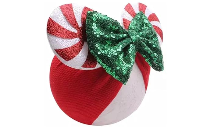 Mouse Ears Headband/Headwrap - Toddler, Baby, Kids upto 4 Years - Party supplies - Christmas Candy Cane