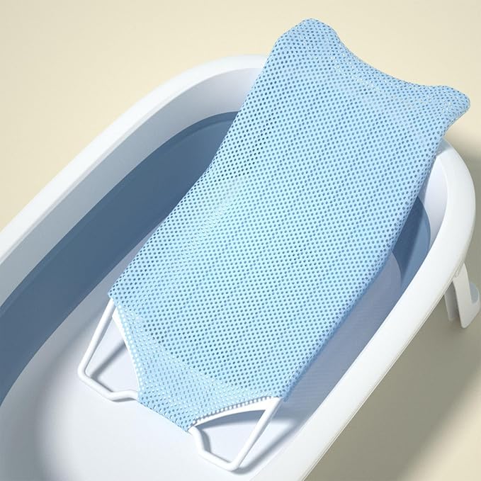 Baby Bath Seat Support Net Non Slip Mesh Cushion Portable for Newborns to Toddlers (Sky Blue)