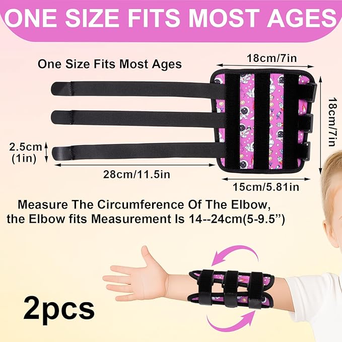 2 Pcs Thumb Sucking Deterrent, Purple Astronaut Elbow Thumb Guard for Thumb Sucking, Nail Biting Treatment for Kids Prevention Anti Nose Picking for Boys Girls Finger Sucking Prevention