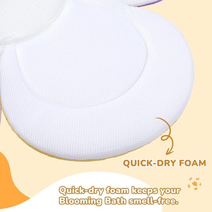 YooxArmor Flower Baby Bath Pad for Infant Bathtub Sink Flower Mat Tub Little Lotus - Petal Soft Supports Lounger Newborn Bathing Insert Seat Baby Essentials, Bees