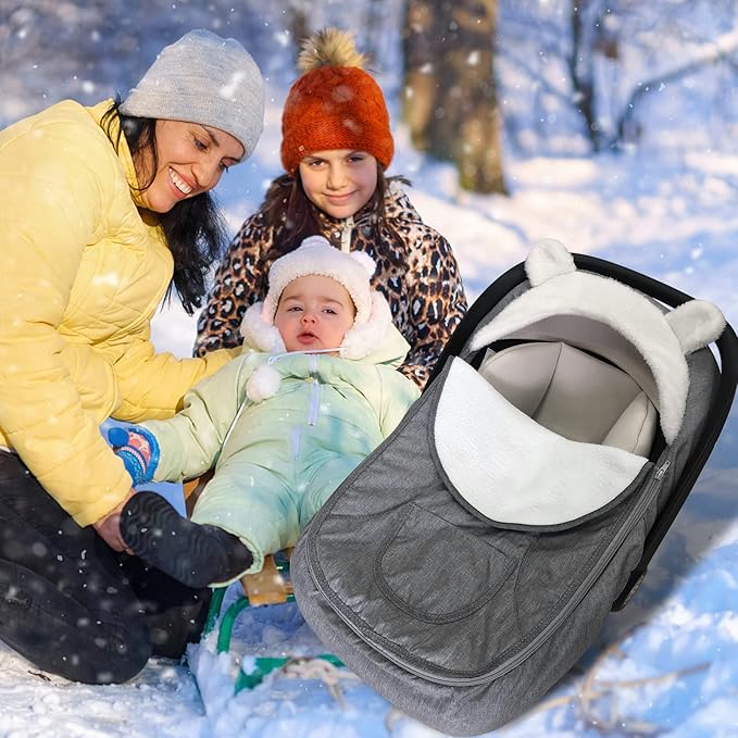 Car Seat Cover for Babies,Winter Baby Car Seat Cover for Boys & Girls-Keeps Babies Warm and Cozy,2 in 1Universal Carseat Cover Fit for All Season