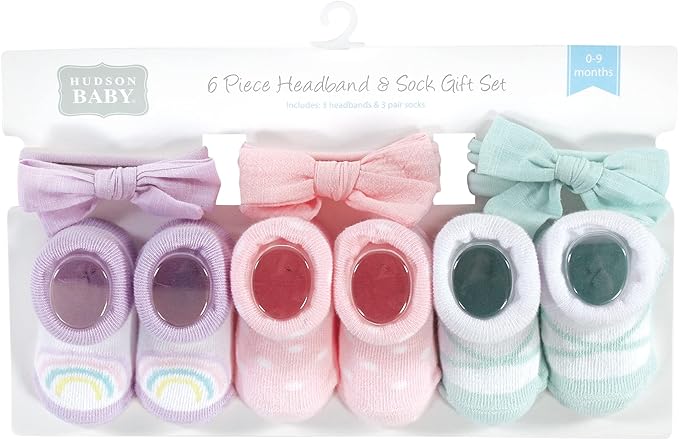 Hudson Baby Girl's Headband and Socks Giftset