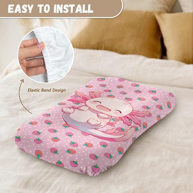 Strawberry Axolotl Baby Lounger Covers Soft Lounger Pillow Cover for Newborn Infant Co Sleeping Baby Nest Slipcover 31.5'' x 21.3'' for Home Travel