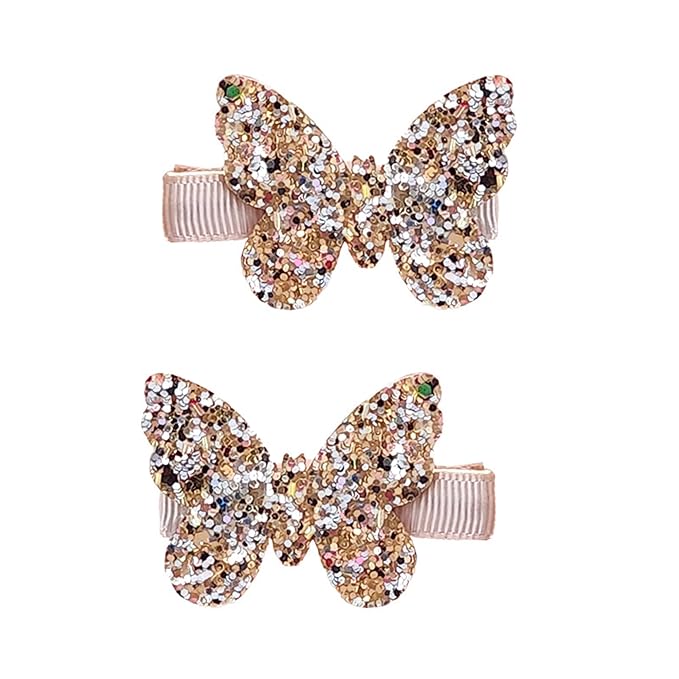 New Glitter Gold Bows Hair Clip For Girls, Baby Girl Toddler Clips, Hair Accessories.(FJ98) (4 Pcs Gold)