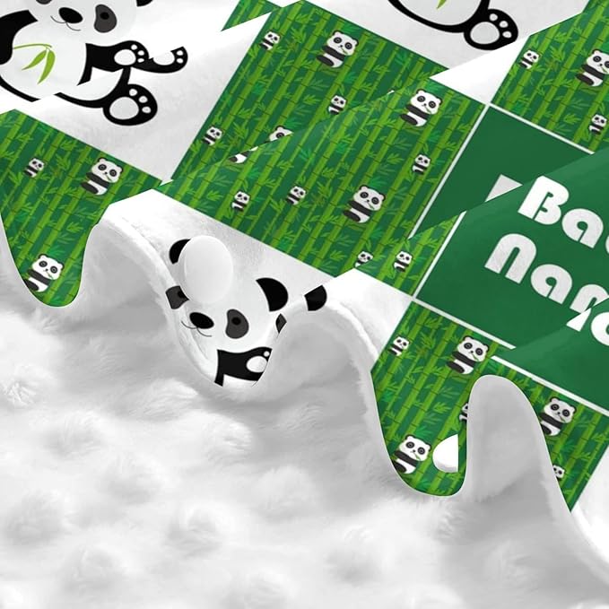 Personalized Cute Panda and Bamboo Baby Car Seat Canopy for Baby with Name, Custom Light Weight Minky Covers for Baby Boy Girl, Nursing Breastfeeding Stroller Cover Canopies for Newborn