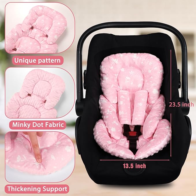 Infant Car Seat Insert, Ultra-Soft Newborn Car Seat Insert, Perfect for Car Seat, Stroller, Swing, Tiny Floral