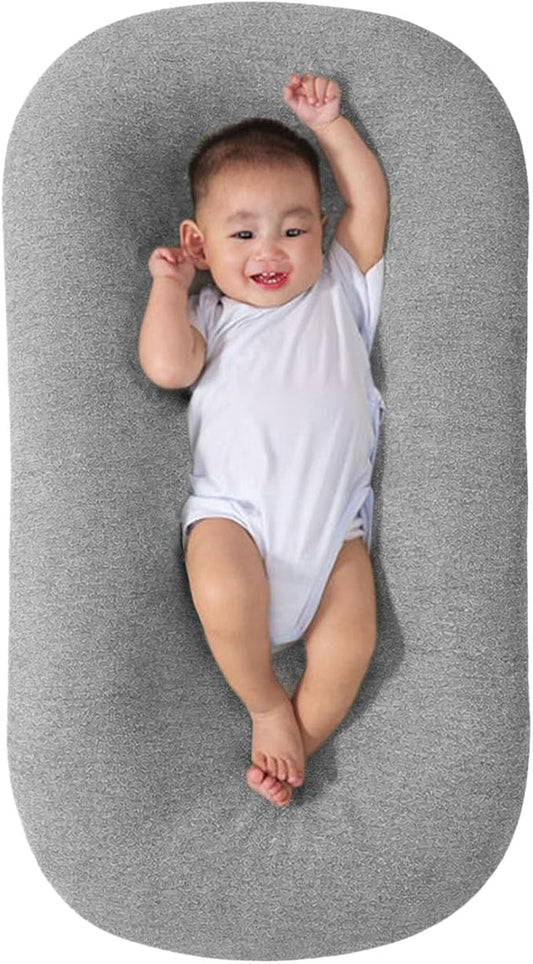 Baby Lounger, Baby Lounger for Newborn, Soft Breathable Washable Infant Lounger for Baby Home and Travel (Grey, 0-12 Months)