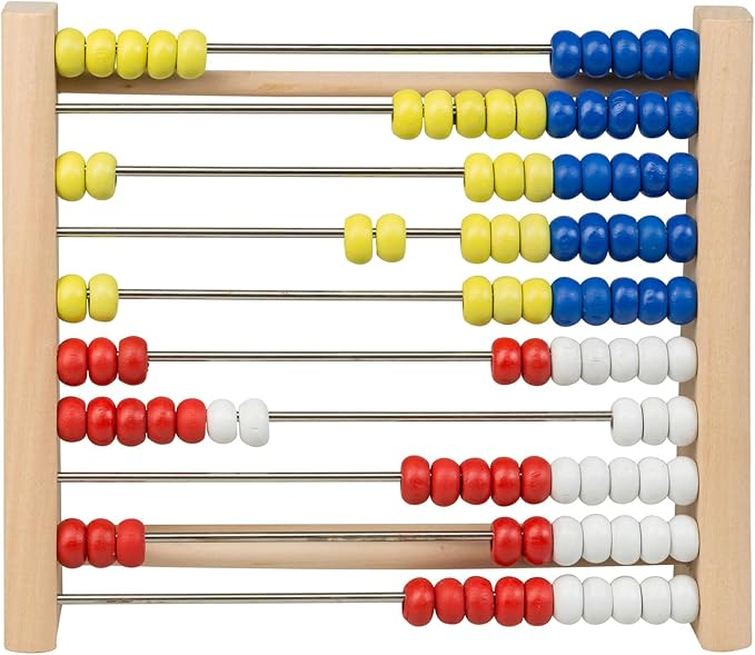 Idena 22924 Wooden Frame with 100 Threaded Beads in 4 Colours, for Counting and Calculating, Approx. 21 x 18 x 4 cm, Multicoloured