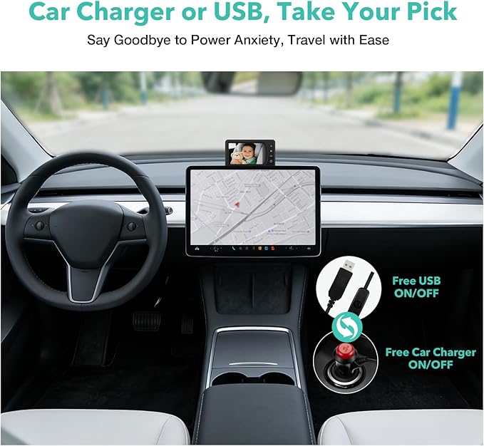 5'' Baby Car Camera with NO.1 Night Vision, USB Powered, Mirror/Normal Mode, 1080P IPS Crystal-Clear Car Baby Monitor With Brightness Setting & 3X Zoom, infant Backseat Camera, S100U, 5inch Black