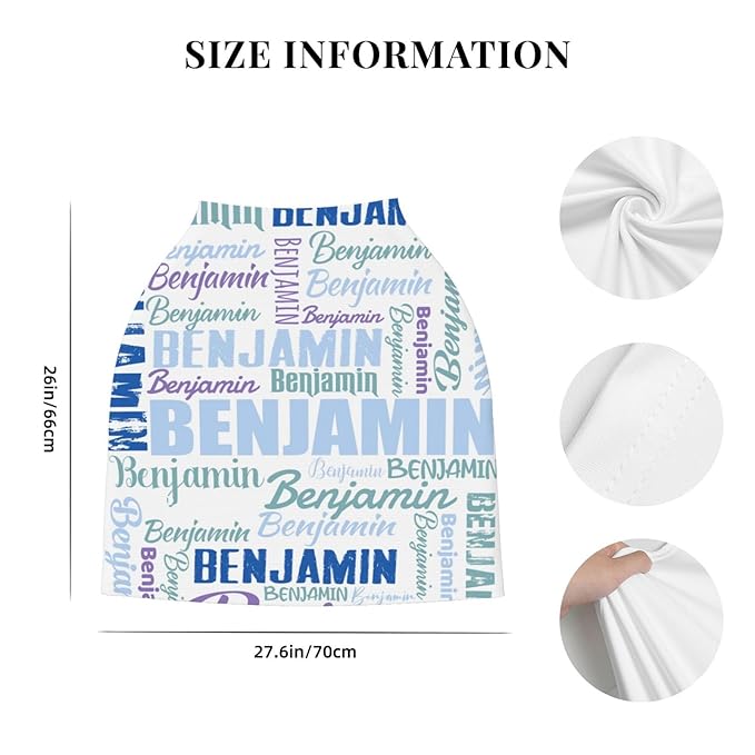 Personalized Baby Car Seat Cover for Boys Girls, Custom Monogram Nursing Covers for Breastfeeding with Name, Infant Stroller Cover, Optional Baby Bib, Baby Swaddle Set for Newborn Infant