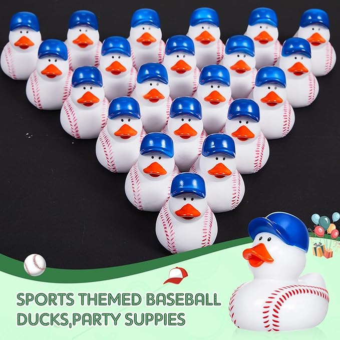 Deekin Rubber Ducks 2 Inch Bulk Sport Party Favors for Team Events Decorations Birthday Party Supplies Club Player Gift(24 Pcs,Baseball Blue)