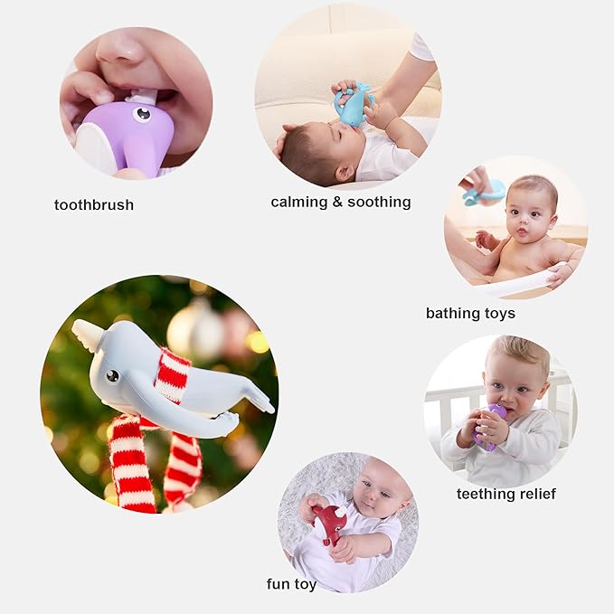 Best Baby Toy for 4Months Baby, Baby Teething Toys for 3-6 6-12 Months, Teething Relief Toys, Food Grade Silicone Montessori Baby Teether Toy for 3-6months, Sensory Toys for Teething Babies, Purple