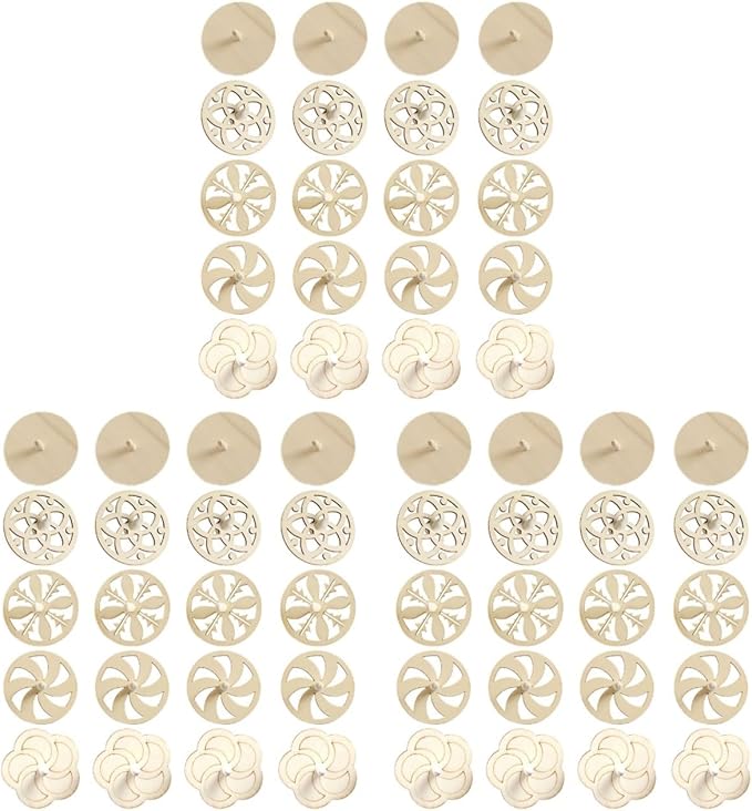 60 Pcs Unfinished Wooden Spinning Tops for Kids - DIY Paintable Gyroscopes with 5 Different Shapes, Detachable Design for Easy Coloring, Ideal Family Gatherings and Parent-Child Games