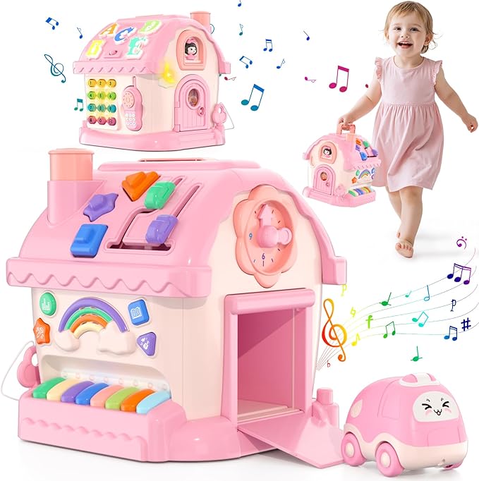 HYES Toys for 1 Year Old Girl Gifts, Musical House Learning Toddler Toys with Story, Letter, Games 1st First Birthday Gifts for Girls 6-12 12-18 Months
