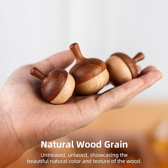 Wooden Spinning Tops Montessori Toy | 3 Pcs Handcrafted Tops for Kids 3+, Smooth & Safe, Gift-Ready | DadCarved