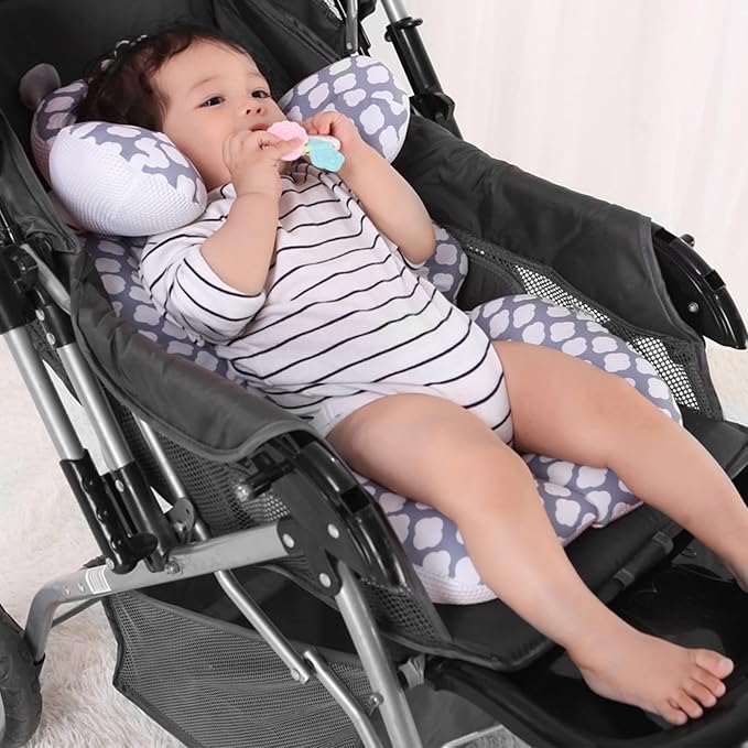 KAKIBLIN Stroller Cushion Toddler Car Seat Insert, Carseat Insert Support for Newborn, Baby Stroller Pillow, Baby Pad Car Seat Neck Support Cushion for Toddler (Cloud)
