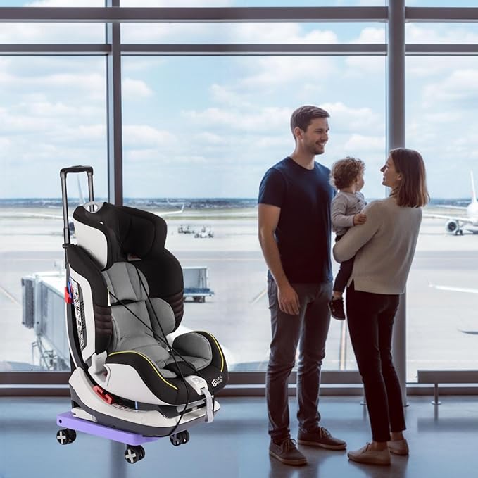 Car Seat Dolly for Airport Folding Car Seat Travel Cart for Airplane - Car Seat Roller with Wheel Carrier with Straps Foldable Luggage Trolley Folding Hand Truck Dolly for Moving