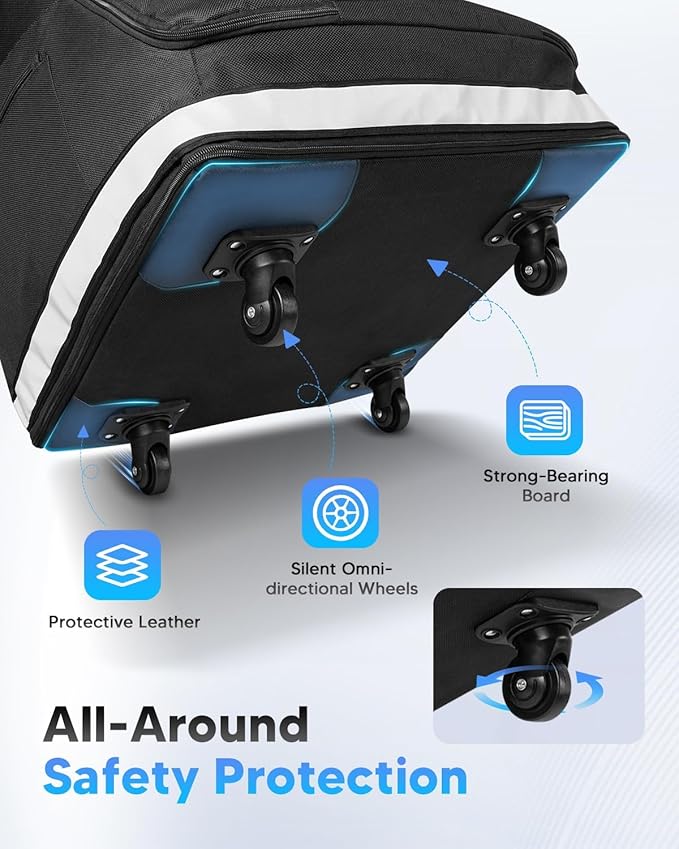 Powerty Car Seat Travel Bag for Airplane with Swivel Wheel, Extendable Height Padded Carseat Travel Backpack Large Storage Bag, Baby Infant Booster Seat Bags for Air Travel
