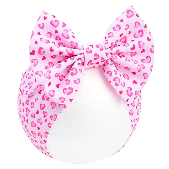 Heart Baby Bow for Baby Girls Large Hair Bows Red Headband Wide Newborn Bows Newborn Bows Headbands Hairbands Hair Accessories.(FD104-Love Red)