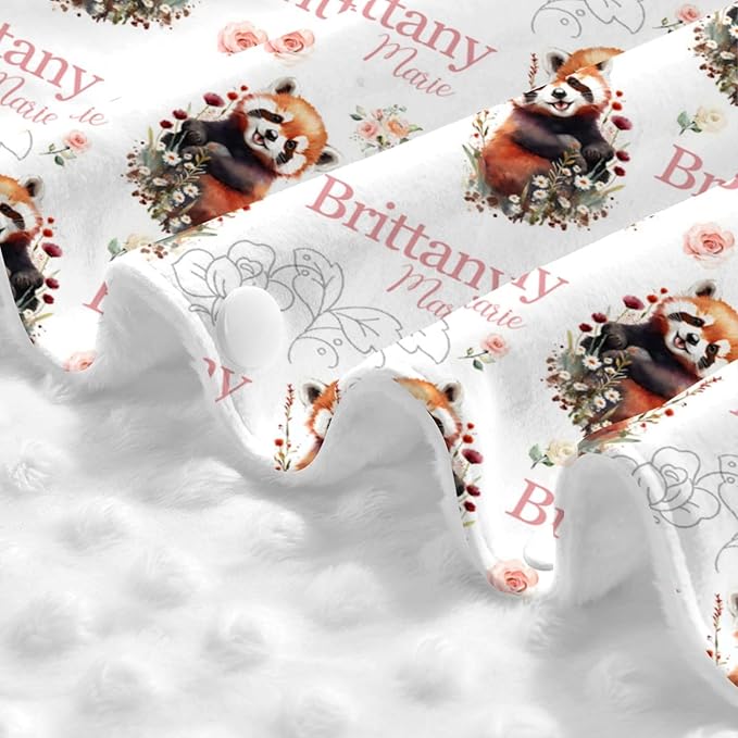 Personalized Baby Car Seat Canopy for Babies, Custom Name Baby Car Seats Covers for Girls, Opening Minky Nursing Breastfeeding Cover for Infant, Carseat Canopies for Newborn (Red Panda Bear)