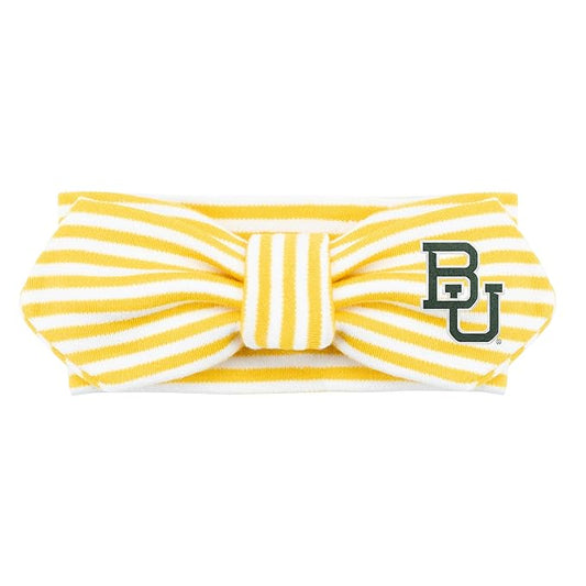 Creative Knitwear Baylor Bears Infant Girls Gold/White Striped Hair Knot Headband Embroidered Logo - Size Newborn - 4T