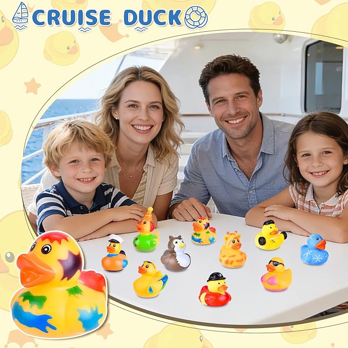 110 Packs Rubber Ducks in Bulk Assortment Car Ducks for Ducking, Small Rubber Duckies for Toddler Baby Bath Toys Floater Duck Bath Pool Toys Kids Party Favors with Mesh Carry Bag