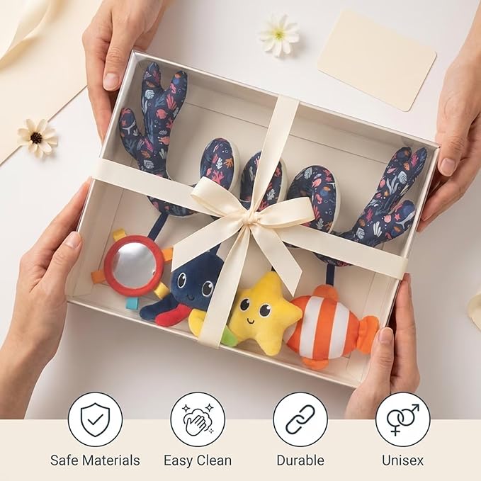 Multi-Use Baby Spiral Activity Toy – Spiral carseat Toy for Car Seat, Stroller,Play Gym, Keeps Baby Quiet, Easy Travel Solution