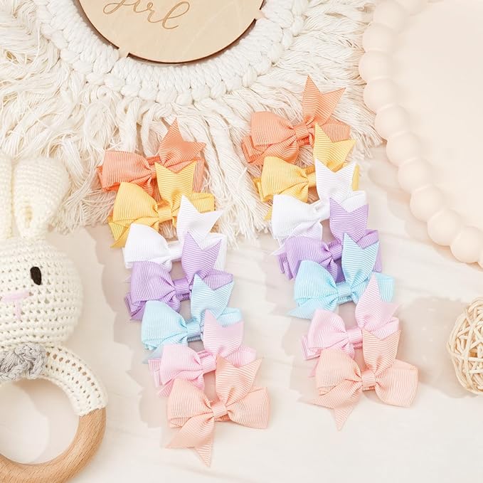 CÉLLOT Hair Clips for Baby Girls - 60 Tiny 2" Fully Covered Bows Barrettes for Infants and Toddlers