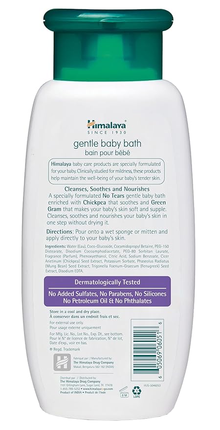 Himalaya Gentle Baby Bath, Gentle, Non-Irritating Cleanser for Nourishing Your Baby’s Skin, 13.53 oz