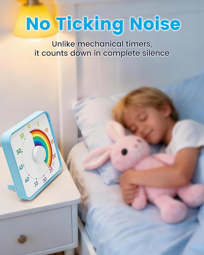 Classroom Timer with 5 Musical Melody Alarms, Large Visual Timer for Teachers, Magnetic & Rainbow Pattern Ideal for Classroom Use & Kids, 8 Inches