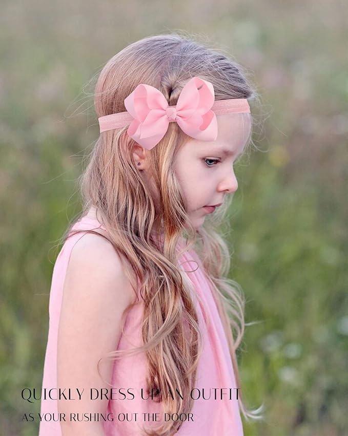 jollybows Hairband - 3 PCS 4" Baby Girls Headbands Boutique Grosgrain Ribbon Hair Bows for Baby Girls Infants Toddler Kids Teens and Children - Pink, Red, Burgundy