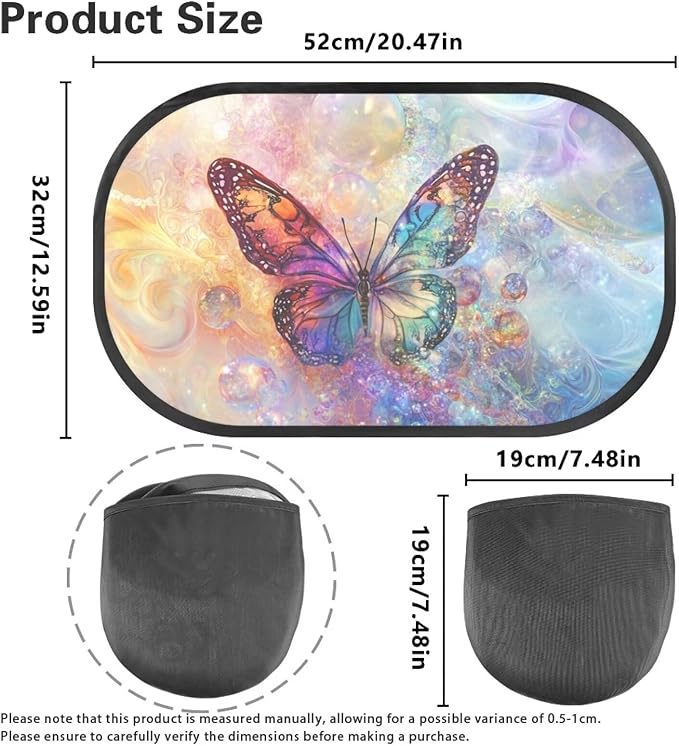 Bulopur Butterfly Window Shades 2 Pack Car Window Shades Mesh Car Window Covers Sun Protection and Sun Shade Blocker for Most Vehicle, SUV, Truck, Car